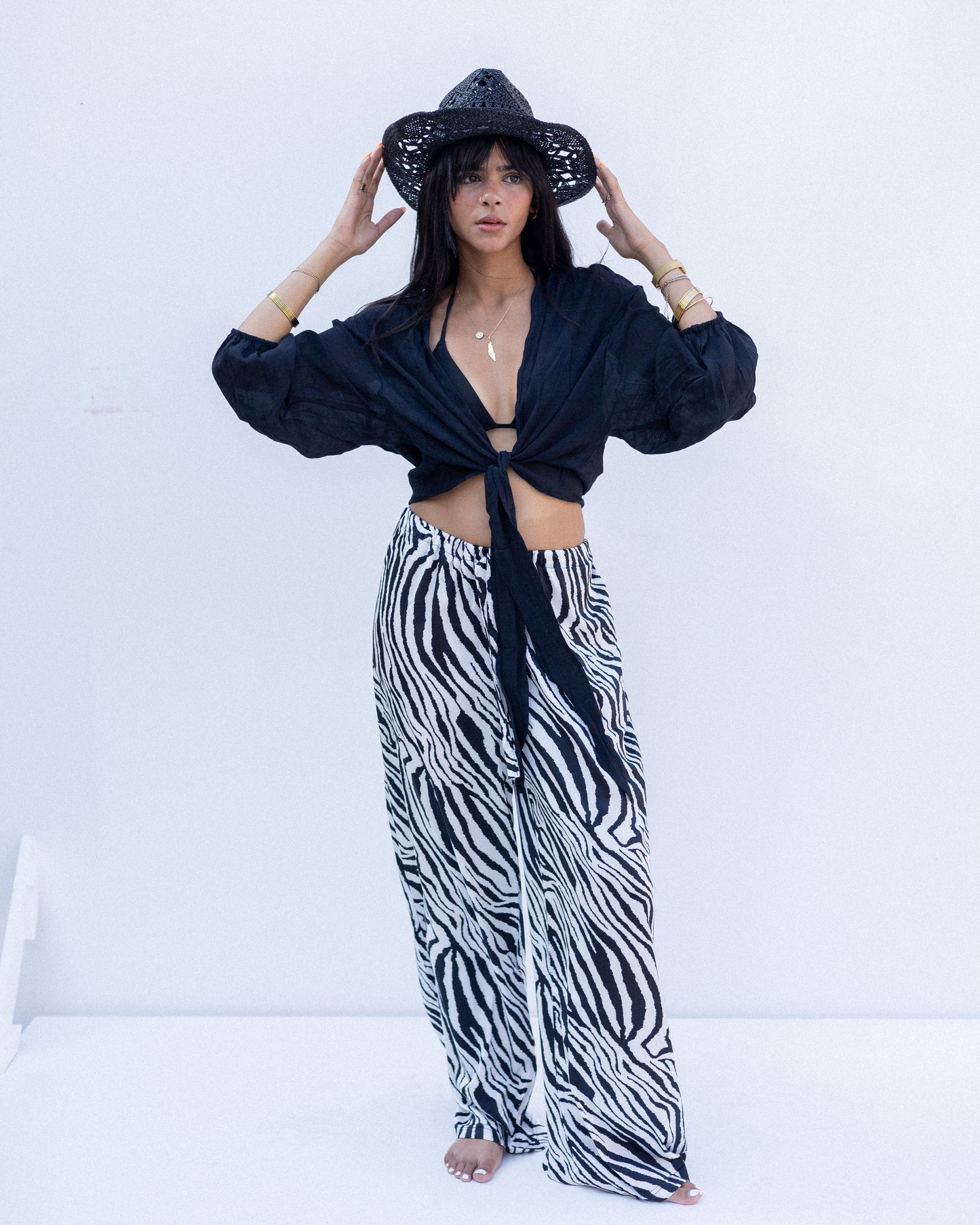 Zebra silk pants