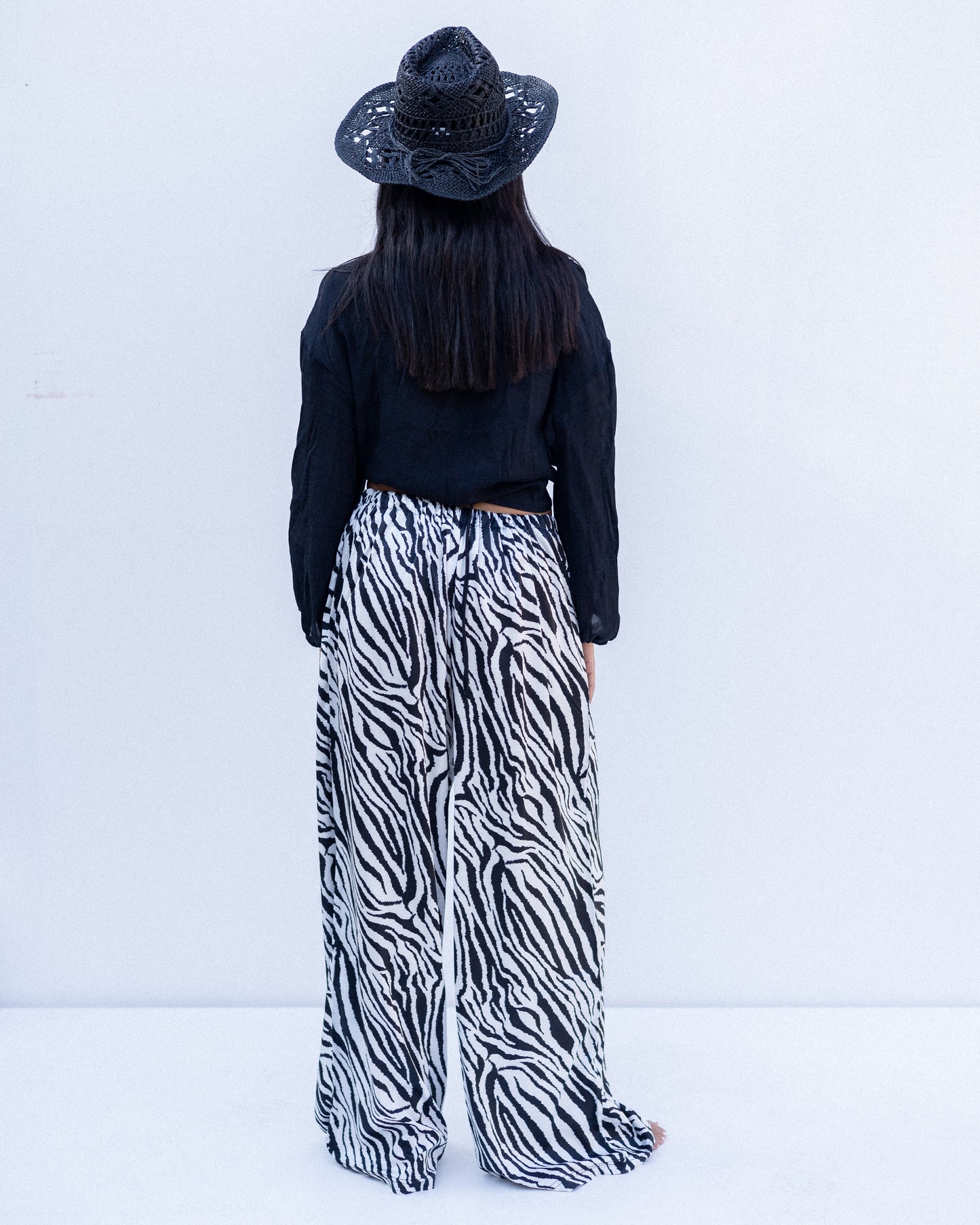 Zebra silk pants